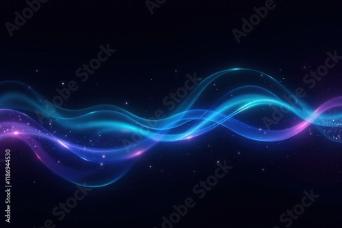 Abstract Representation of Energy Waves in Vibrant Colors Against a Dark Background, Illustrating Motion and Light Dynamics for Creative Projects photo