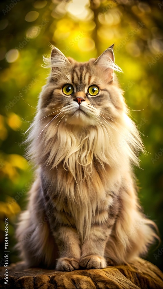 Persian cat sitting on natural forest background Persian cat sitting on natural forest background