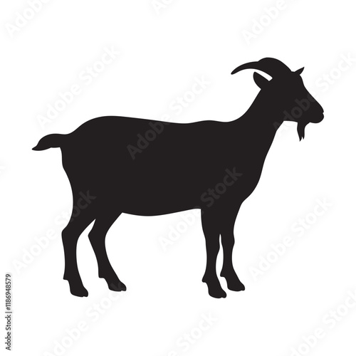 Goat black silhouette vector illustration isolated on a white background