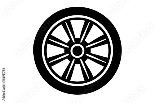 Car Wheel Icon Silhouette Vector Illustration - Automotive Design Element