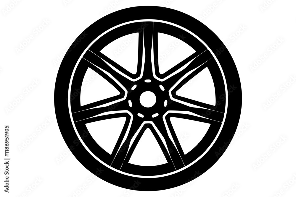 Car Wheel Icon Silhouette Vector Illustration - Automotive Design Car Wheel Icon Silhouette Vector Illustration - Automotive Design