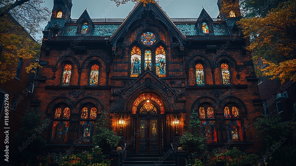 Enigmatic Victorian Mansion at Dusk