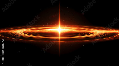 Protoplanetary disk with a notable gap between the inner and outer rings, illuminated by a radiant star. Nightblaze. Illustration photo