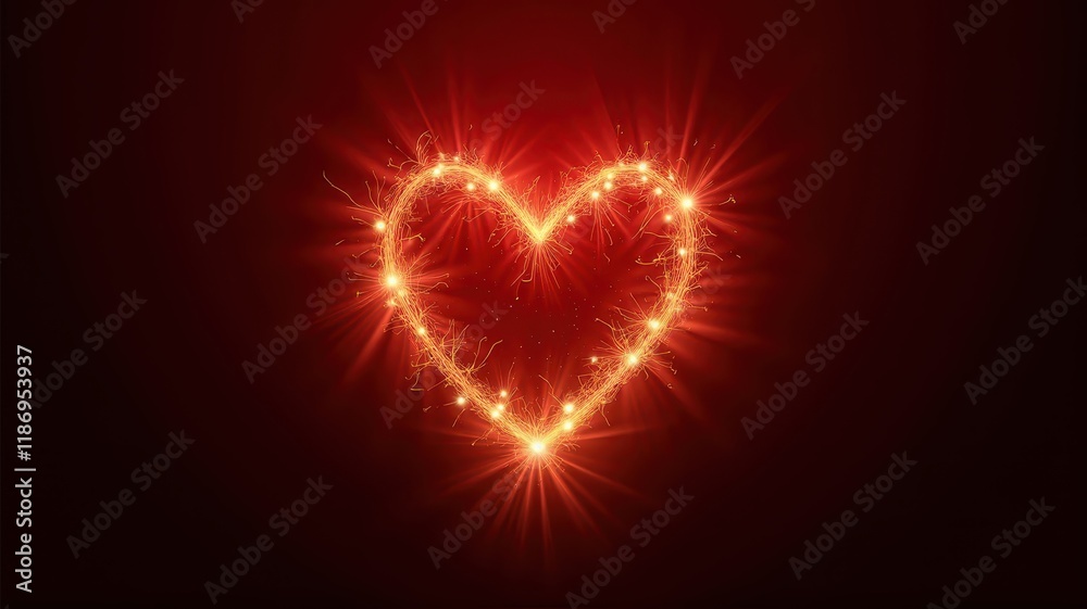Captivating Heart Shape with Glowing Sparks and Radiant Circuits in a Dark Red Background, Perfect for Romantic Themes and Artistic Designs Captivating Heart Shape with Glowing Sparks and Radiant Circuits in a Dark Red Background, Perfect for Romantic Themes and Artistic Designs