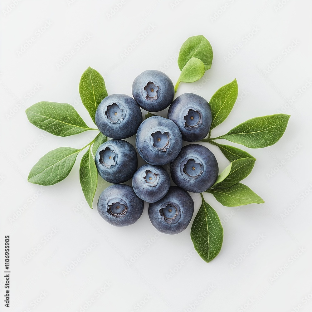 blueberry with leaves isolated on a white blueberry with leaves isolated on a white