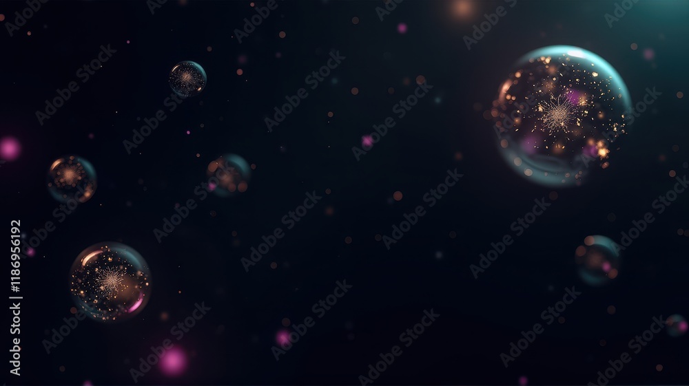 Beautiful Bubbles with Sparkling Lights Floating in a Dark Background, Creating a Magical and Enchanting Atmosphere Perfect for Various Design Projects Beautiful Bubbles with Sparkling Lights Floating in a Dark Background, Creating a Magical and Enchanting Atmosphere Perfect for Various Design Projects