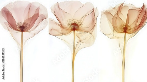 Wallpaper Mural Three translucent flowers on white background. Torontodigital.ca