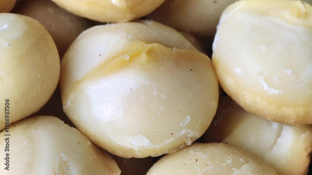 Close-up of dried macadamia nuts
