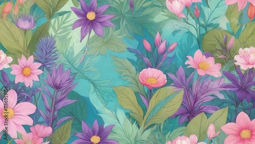 Wallpaper Mural 自然をテーマにしたモチーフ, 自然の美しさ, フローラルオーナメント. Torontodigital.ca