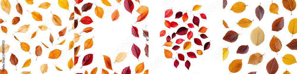 Obraz premium Colorful Autumn Leaves Arranged on a Dark Background for Seasonal Decor and Design