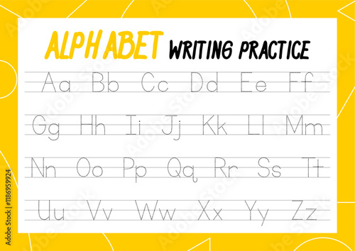 Alphabet letters tracing worksheet with alphabet letters. Number Formation Activity Sheets for kindergarten kids A4 paper ready to print vector