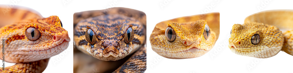 Obraz premium Close-up Portraits of Colorful Reptiles with Diverse Patterns and Textures