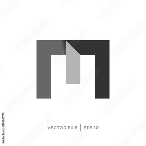 logo design with the initials of the letter M and sticker folds