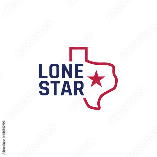 Lone Star simple typography design logo with outline texas map and stars