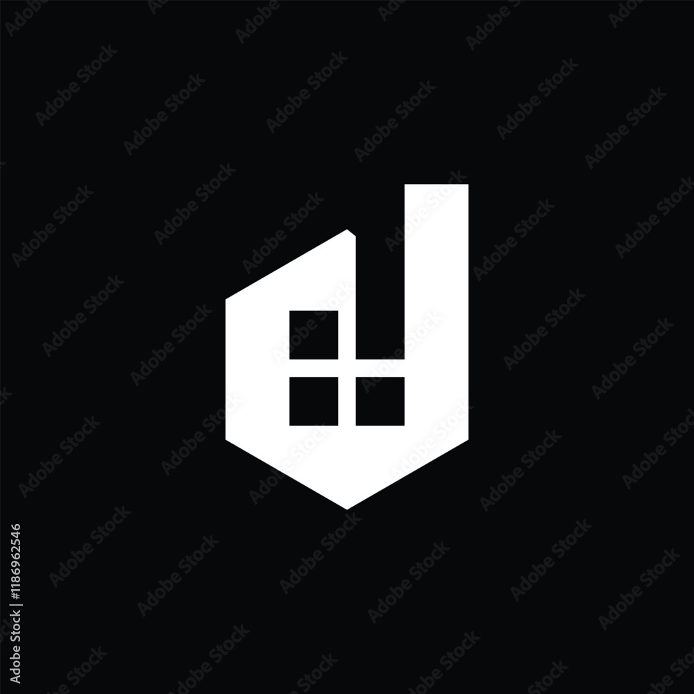 Obraz premium logo design initial D hexagon with house window