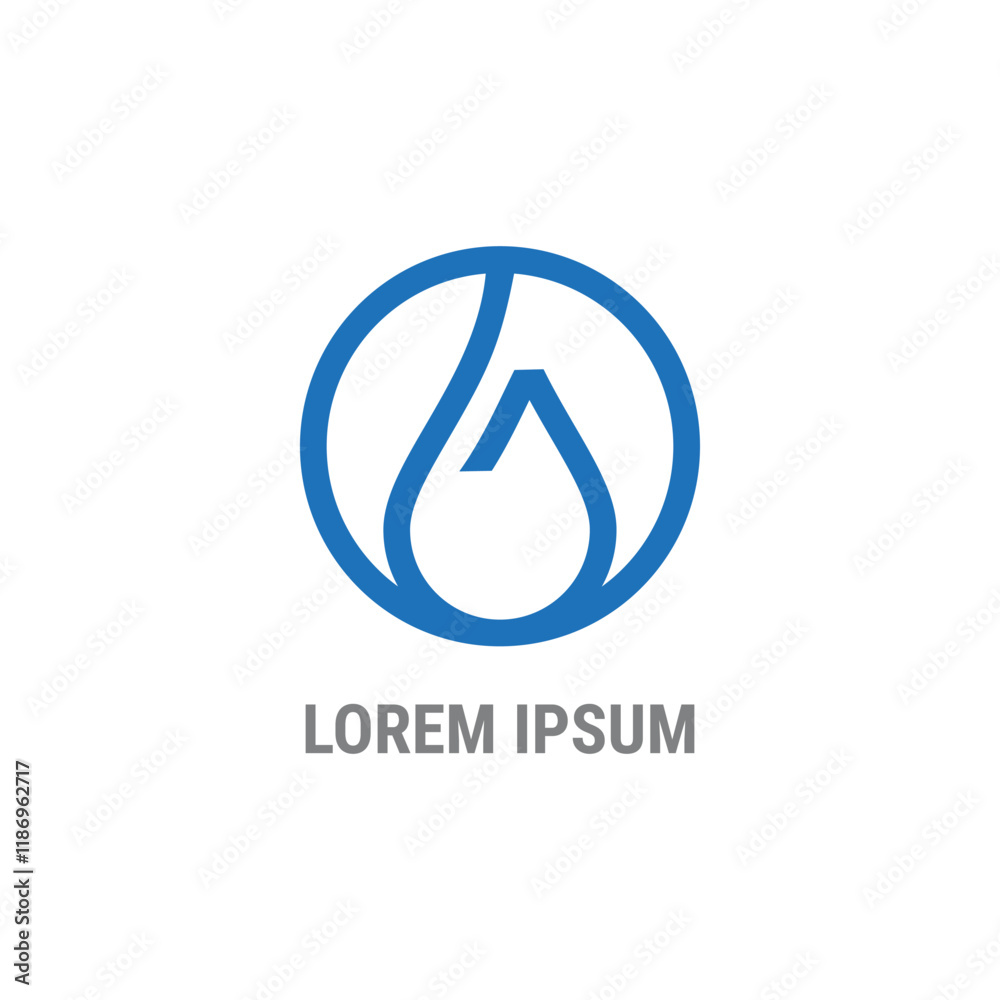 logo design initial G outline water drop circle