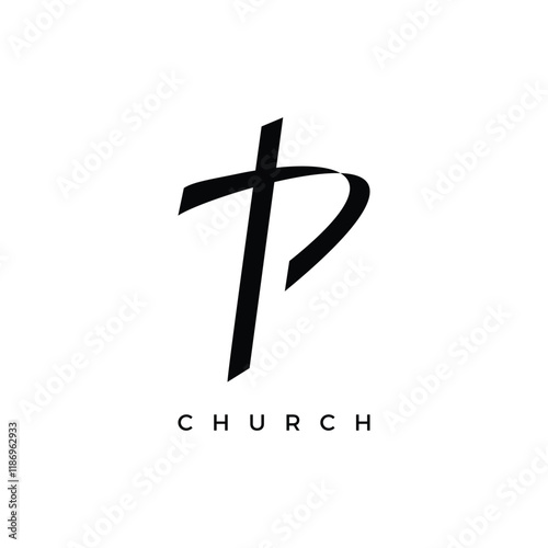 logo design initial P and cross symbol photo