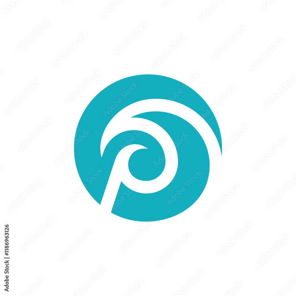 logo design initial p with ocean waves inside a circle logo design initial p with ocean waves inside a circle