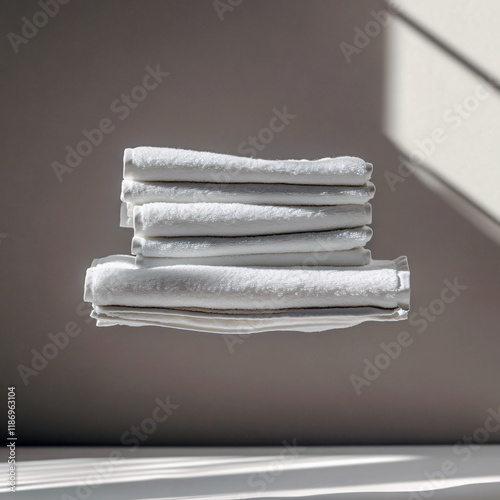 Neatly Folded Towels at the Ready for Your Workout Durable Gym Towels 