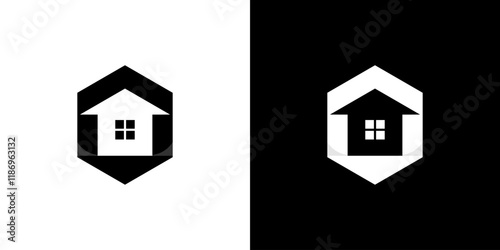 hexagon house logo design