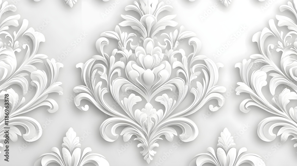 Fototapeta premium Elegant Soft Grey Damask Pattern Design in High Resolution Quality