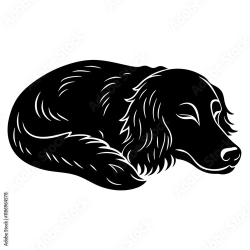 Irish setter dog black silhouette vector, dog sleeping vector, Simple silhouette Design vector icon with white background.