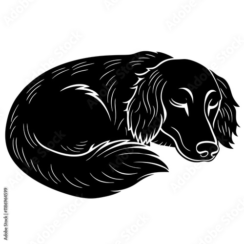 Irish setter dog black silhouette vector, dog sleeping vector, Simple silhouette Design vector icon with white background.