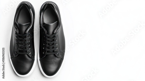 Elegant Black Leather Sneakers: Minimalist Footwear Design