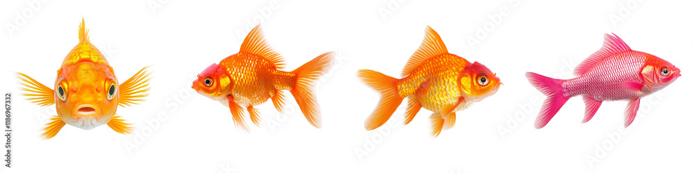 Vibrant Goldfish and Colorful Fish in Transparent Background for Aquatic Themes Vibrant Goldfish and Colorful Fish in Transparent Background for Aquatic Themes