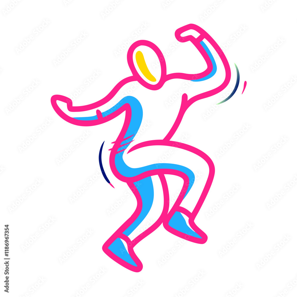 Dancing person icon on a transparent background with vibrant colors Dancing person icon on a transparent background with vibrant colors
