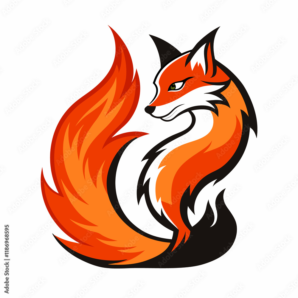 Obraz premium red fox cartoon with white background