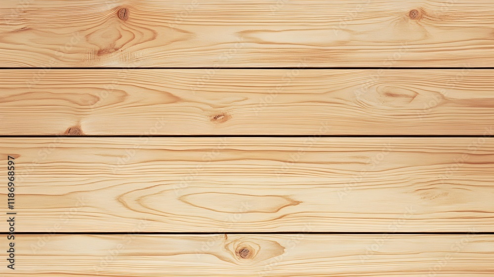 Fototapeta premium Light wood background. Horizontal wooden planks pine texture, top view