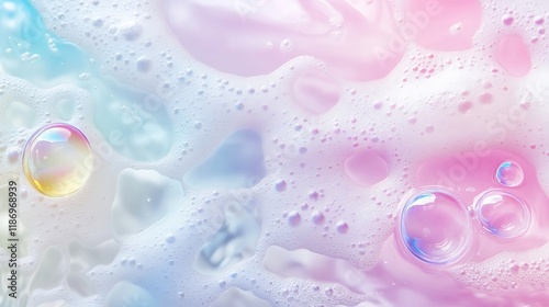 Abstract background foam texture pastel color with bubble top view
