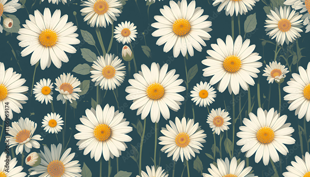 Elegant Daisy Flower Pattern Background for Creative Designs and Aesthetic Projects Elegant Daisy Flower Pattern Background for Creative Designs and Aesthetic Projects