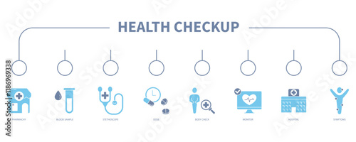 Health checkup banner web icon vector illustration concept