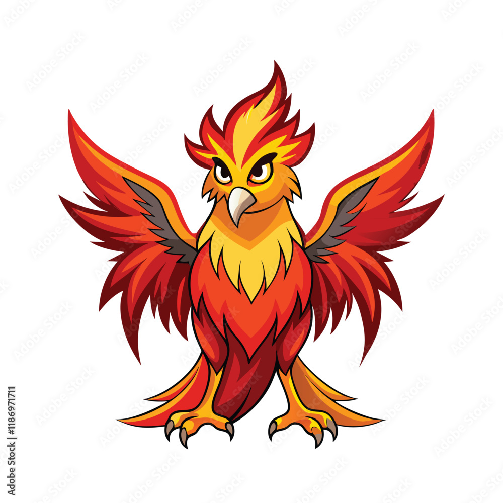 Obraz premium red bird with a fire vector with white background