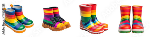 Colorful Rainbow Boots, Stylish Footwear for Celebration, Festivities, and Fashion