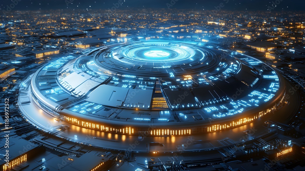 Futuristic Blue Circuit Design with Silver Details in High Resolution Futuristic Blue Circuit Design with Silver Details in High Resolution