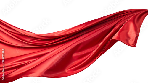 Elegant Flowing Red Satin Fabric with Dramatic Drapes and Smooth Textures