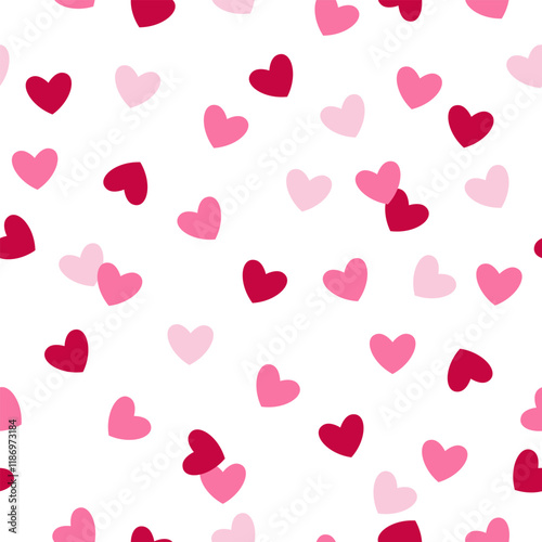 Seamless pattern with cute small red and pink hearts. Romantic concept for Valentines day theme, beauty and fashion prints