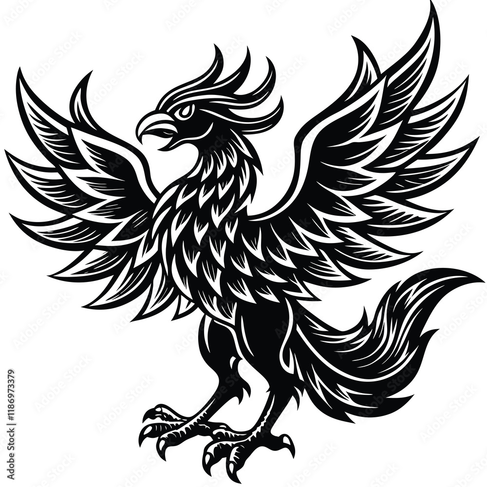 Obraz premium silhouette eagle tattoo design vector with white background
