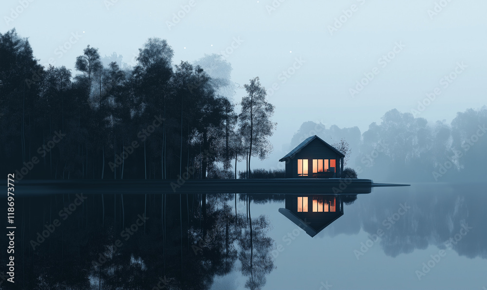 Fototapeta premium Lake side cabin