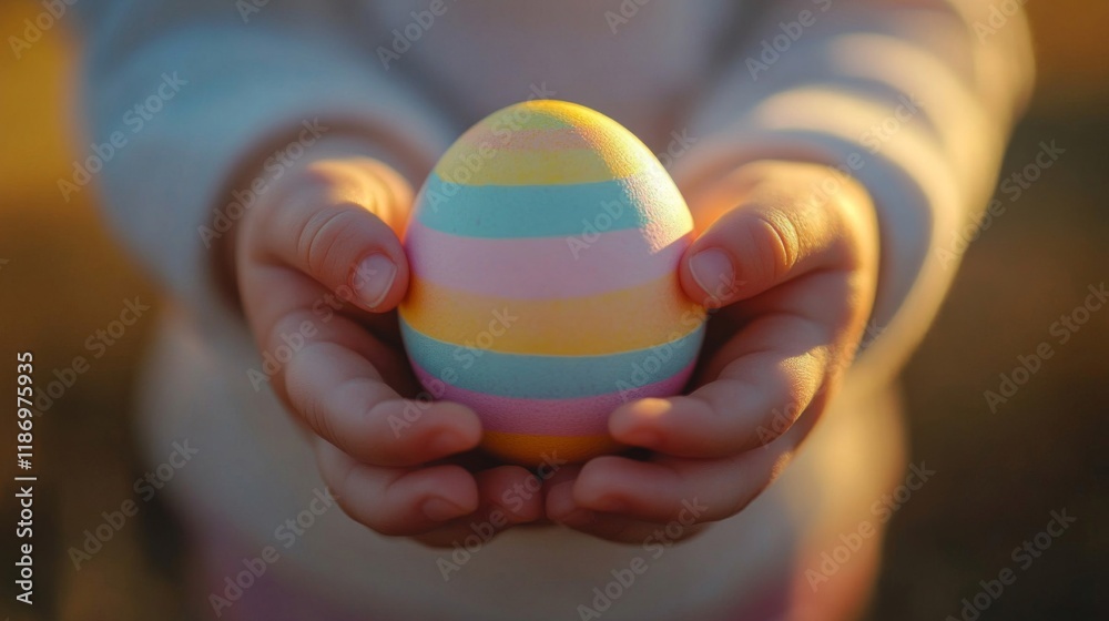 custom made wallpaper toronto digitalChild Hands Hold Colorful Easter Egg