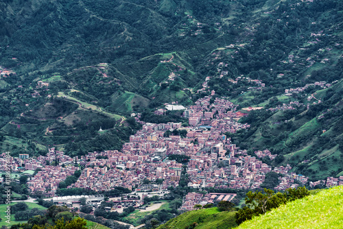 A town between mountains in Colombia photo