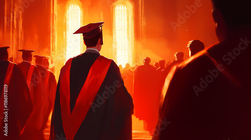 Honorary degree presentation, notable recipient, academic regalia, ceremonial setting, spotlight focus, close-up shot, high definition, significant achievement. Nightblaze. Illustration