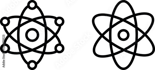 "Scientific Atom Vector Icon Set for Chemistry, Physics, and Education Designs"