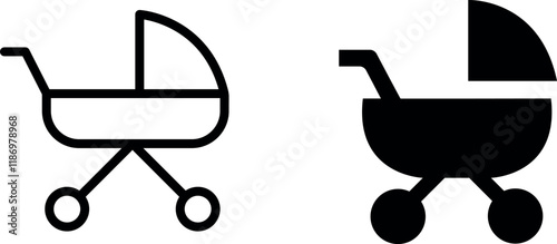 "Convenient Baby Stroller Vector Icon Set for Parenting and Infant Care Designs"