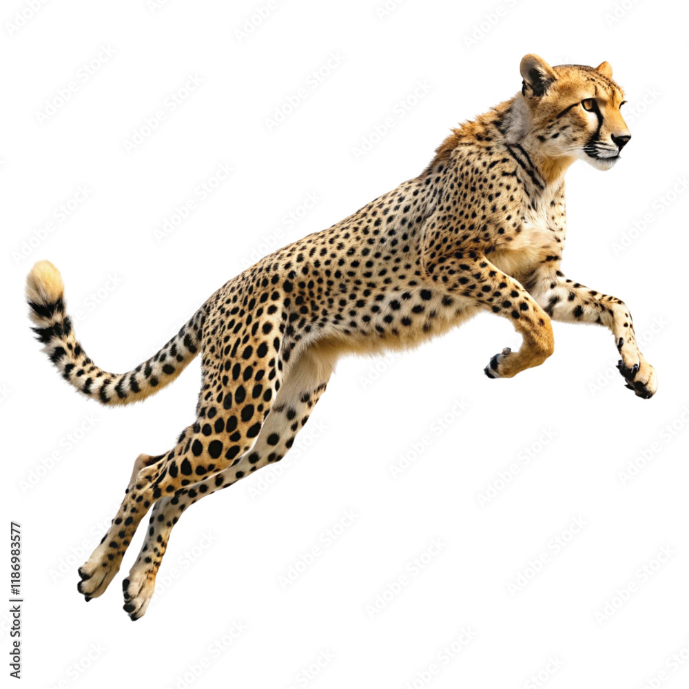 Obraz premium Cheetah jump isolated on transparent background 