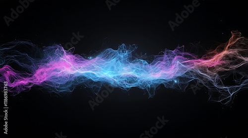 Abstract colorful energy waves flowing on black background.