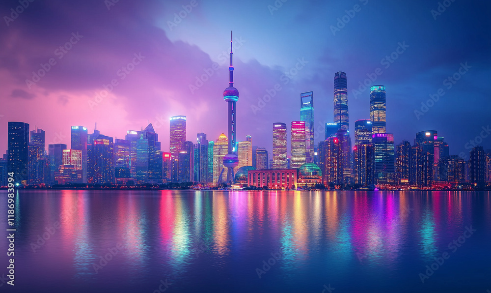 Fototapeta premium Landscape of vibrant city